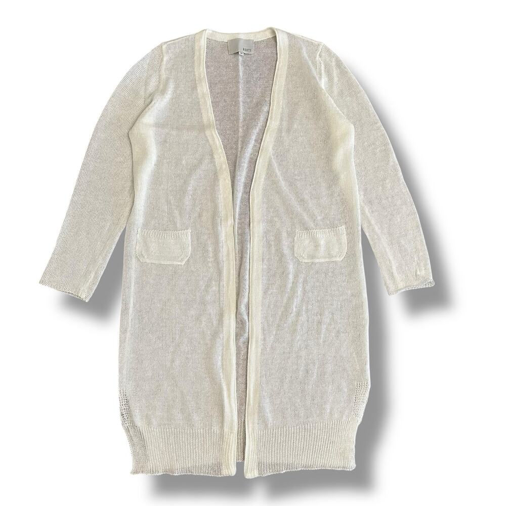 Berti Italian Longline Open Knit Cardigan Small Quiet Luxury Layering Minimalist